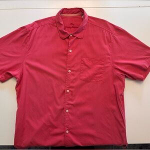 Tommy Bahama Men's Short Sleeve Button Down, Coral Pink, Size XL